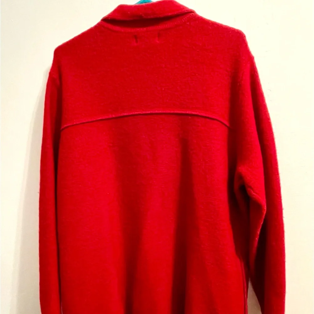 Red Wool Zippered Sweater Jacket Coat 1X - Picture 2 of 8